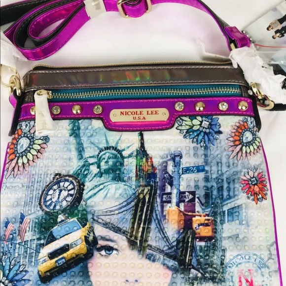 Nicole Lee Cross-body Print New York Handbag - Picture 2 of 12